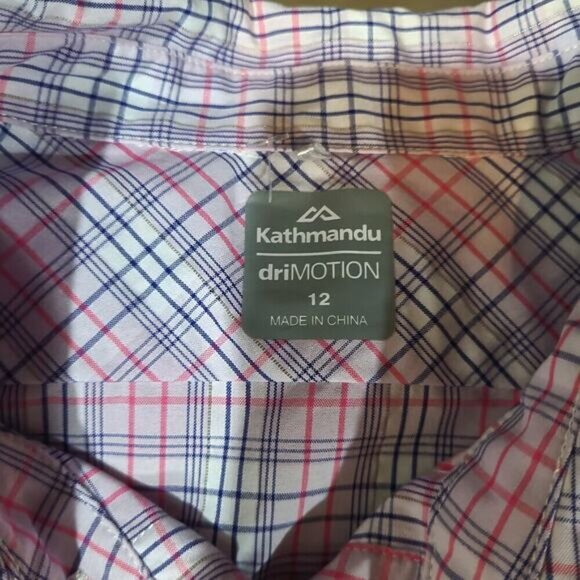 Kathmandu driMOTION Plaid Button Up‎ Slim Fit T-Shirt - Size 12 - Picture 5 of 9